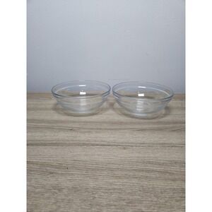KIG Indonesia Clear Glass Dessert Cereal Bowls Set of 2 5" Round Kitchen